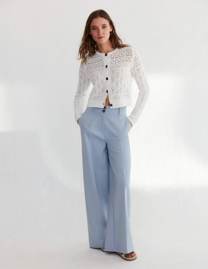 High Rise Wide Leg Pants-Blue Blizzard