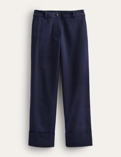 Tailored Turn Up Pants-Navy