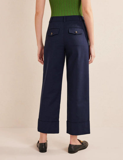 Tailored Turn Up Pants-Navy