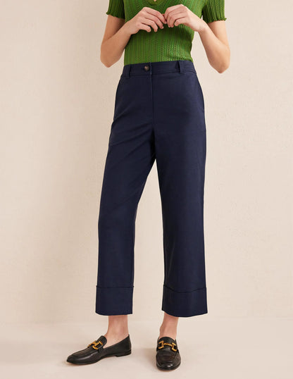 Tailored Turn Up Pants-Navy
