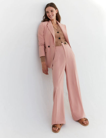 Wide Leg Crepe Pants-Rose Pink