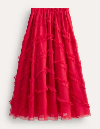 Tulle Occasion Midi Skirt-Dark Rose