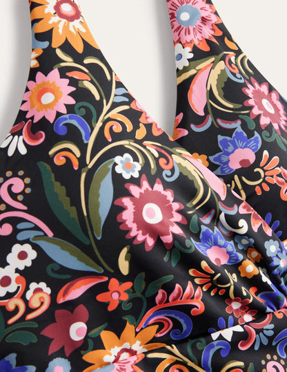 Levanzo Halter Swimsuit-Black, Gardenia Pop