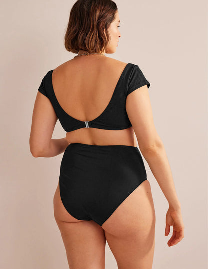 High Waisted Bikini Bottoms-Black