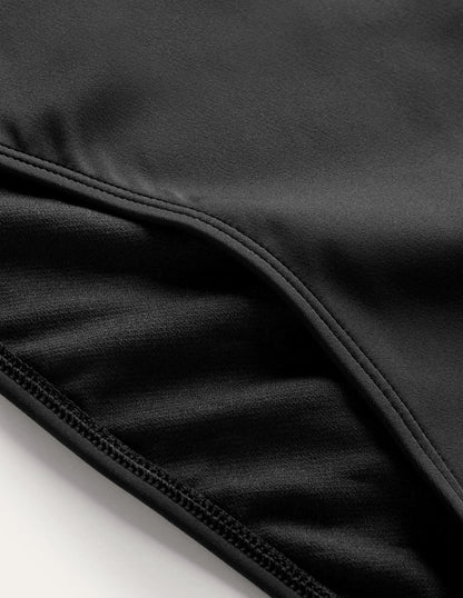 High Waisted Bikini Bottoms-Black Seersucker Texture