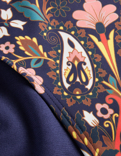 Classic Bikini Bottoms-Navy, Exotic Foliage