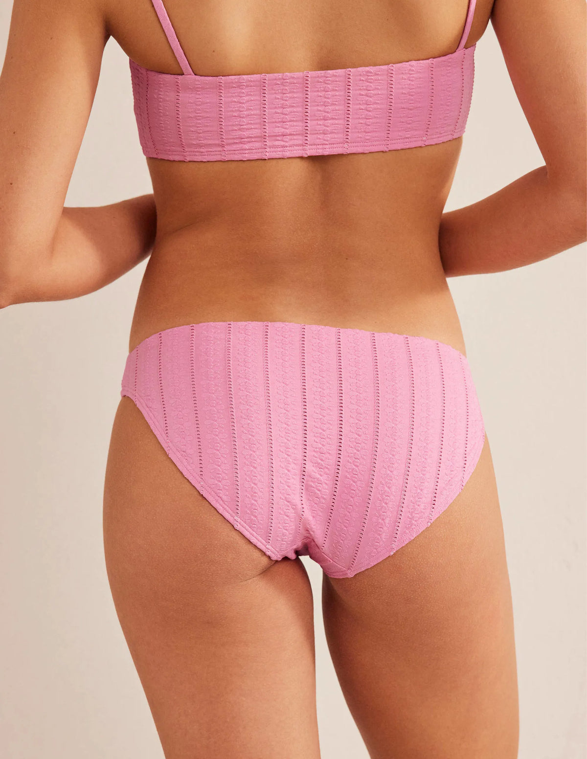 Classic Bikini Bottoms-Candy Floss Pink Texture