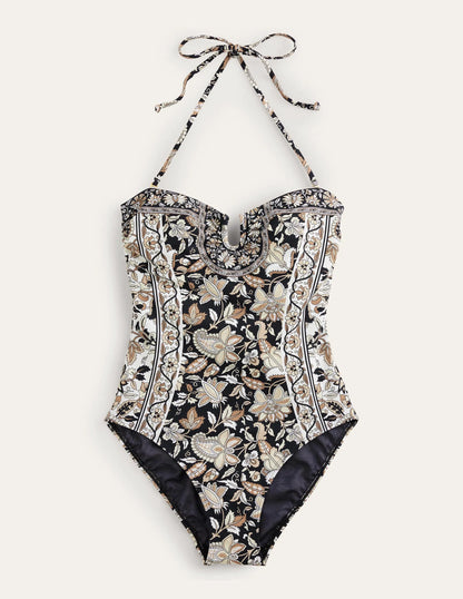 U bar Swimsuit-Nero, Paisley Vine