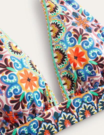 Merano Deep V-neck Bikini Top-Multi, Tapestry Tile