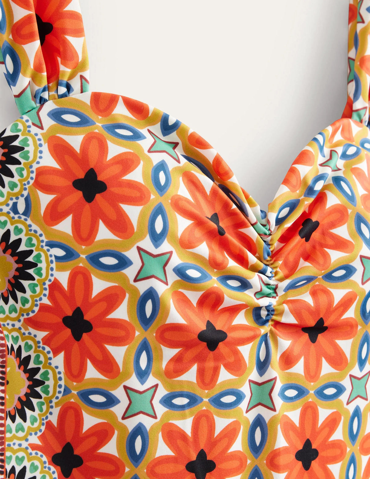 Pleated Sweetheart Swimsuit-Tigerlily, Tapestry Geo