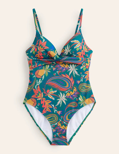 Capri Cup-size Swimsuit-Emerald, Paradise Paisley