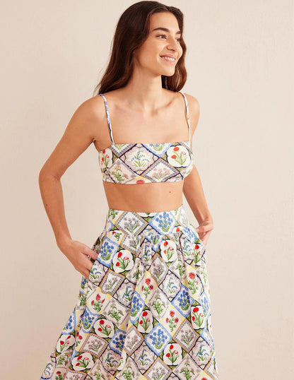 Skinny Strap Bikini Top-Ivory, Wild Bluebell