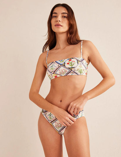 Skinny Strap Bikini Top-Ivory, Wild Bluebell