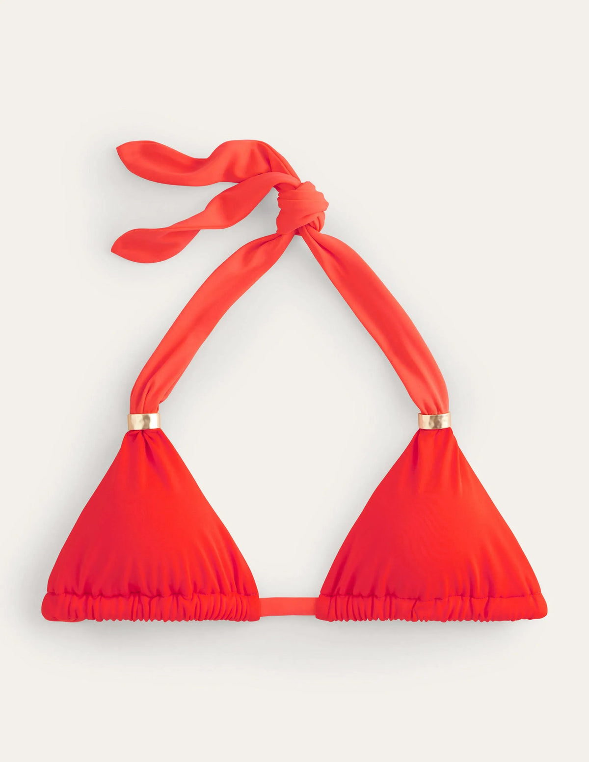 Bead Gather Halter Bikini Top-Fire