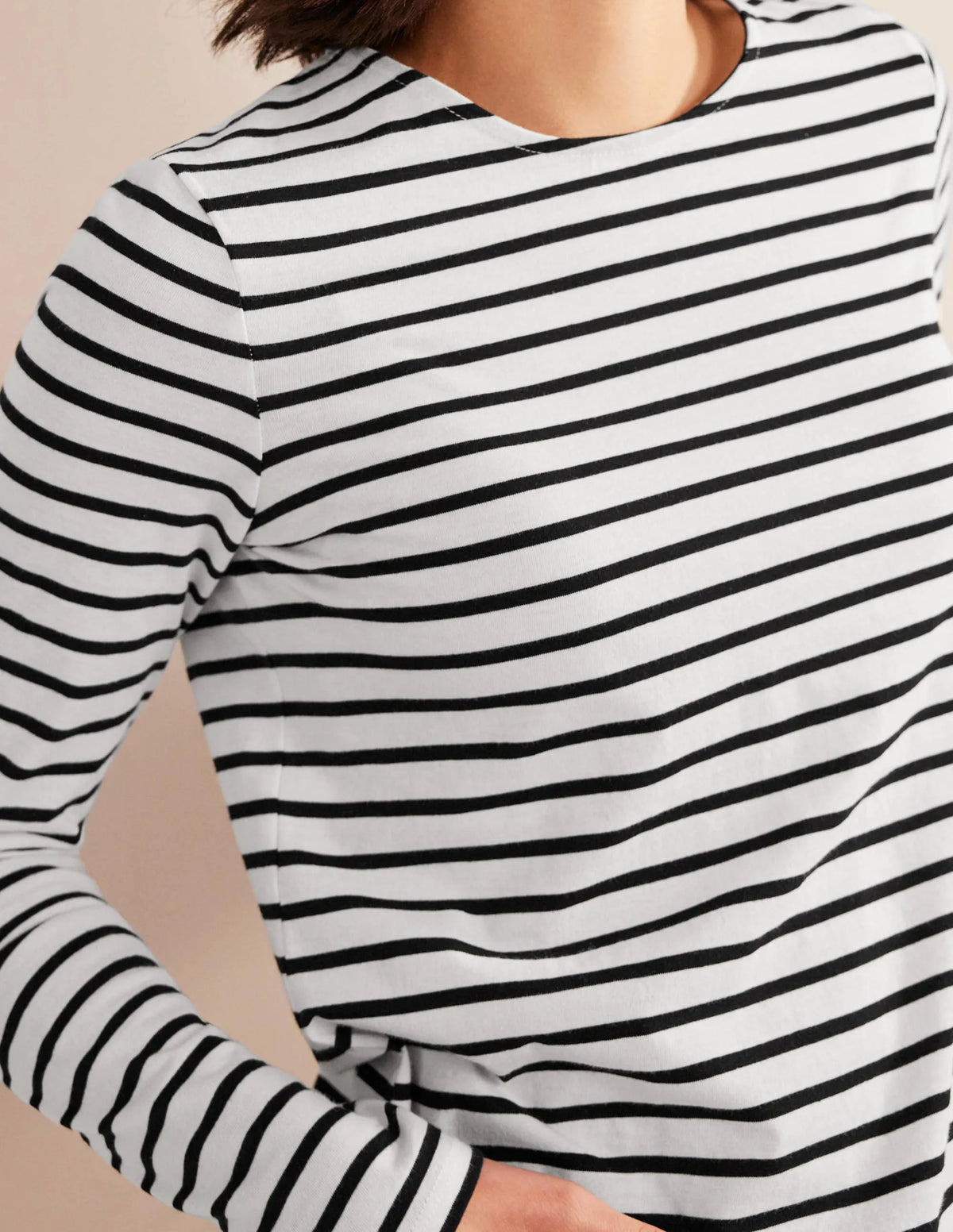 Bea Long Sleeve Breton-Ivory, Black