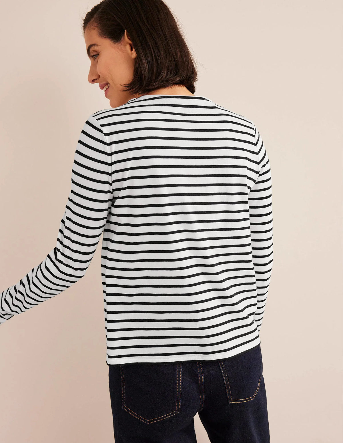 Bea Long Sleeve Breton-Ivory, Black