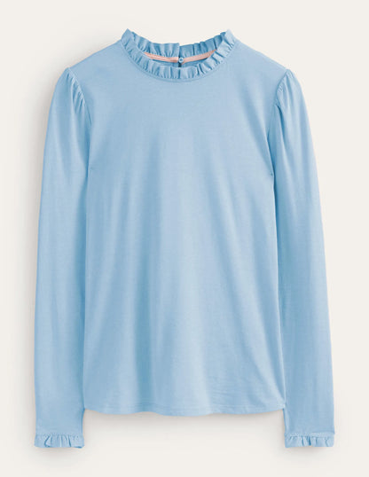 Supersoft Frill Detail Top-Delph Blue