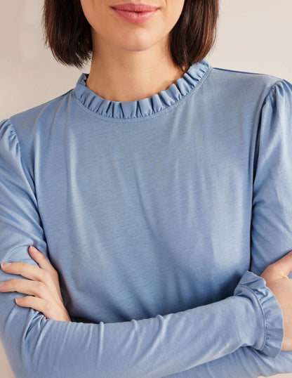 Supersoft Frill Detail Top-Delph Blue