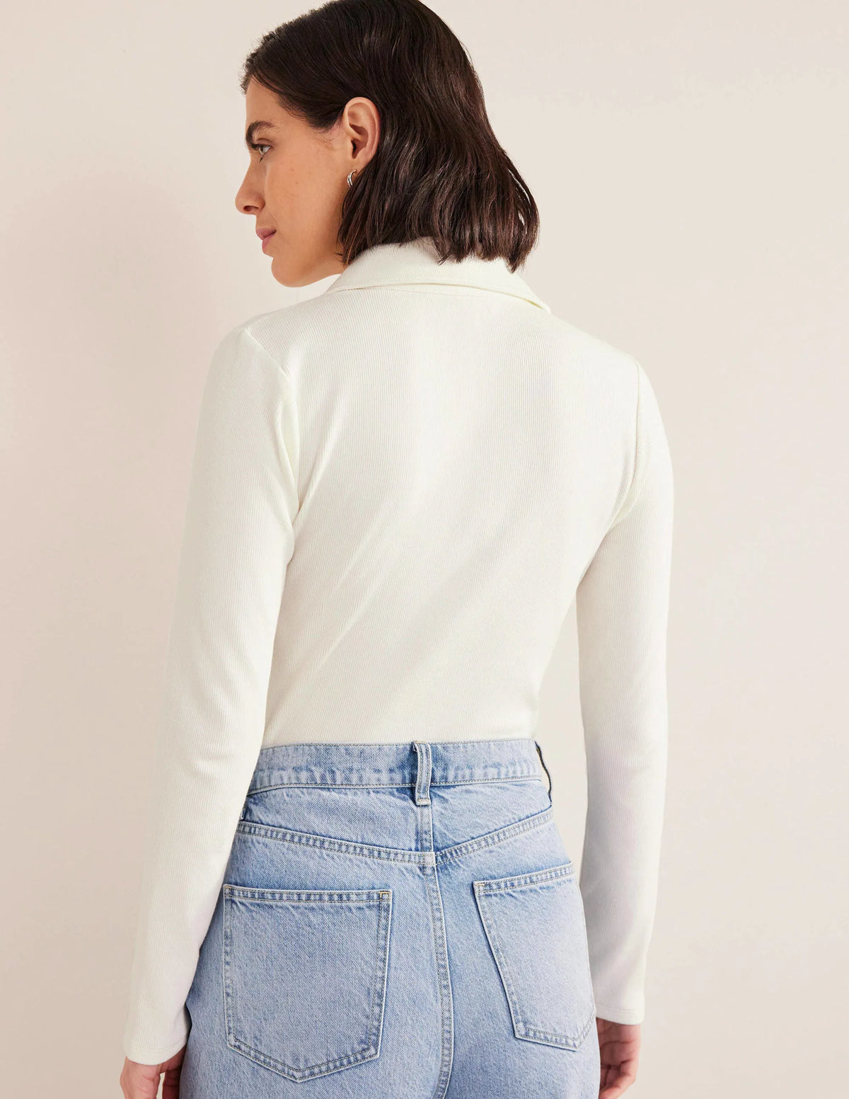Ruched Front Jersey Shirt-Ivory