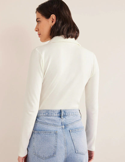 Ruched Front Jersey Shirt-Ivory