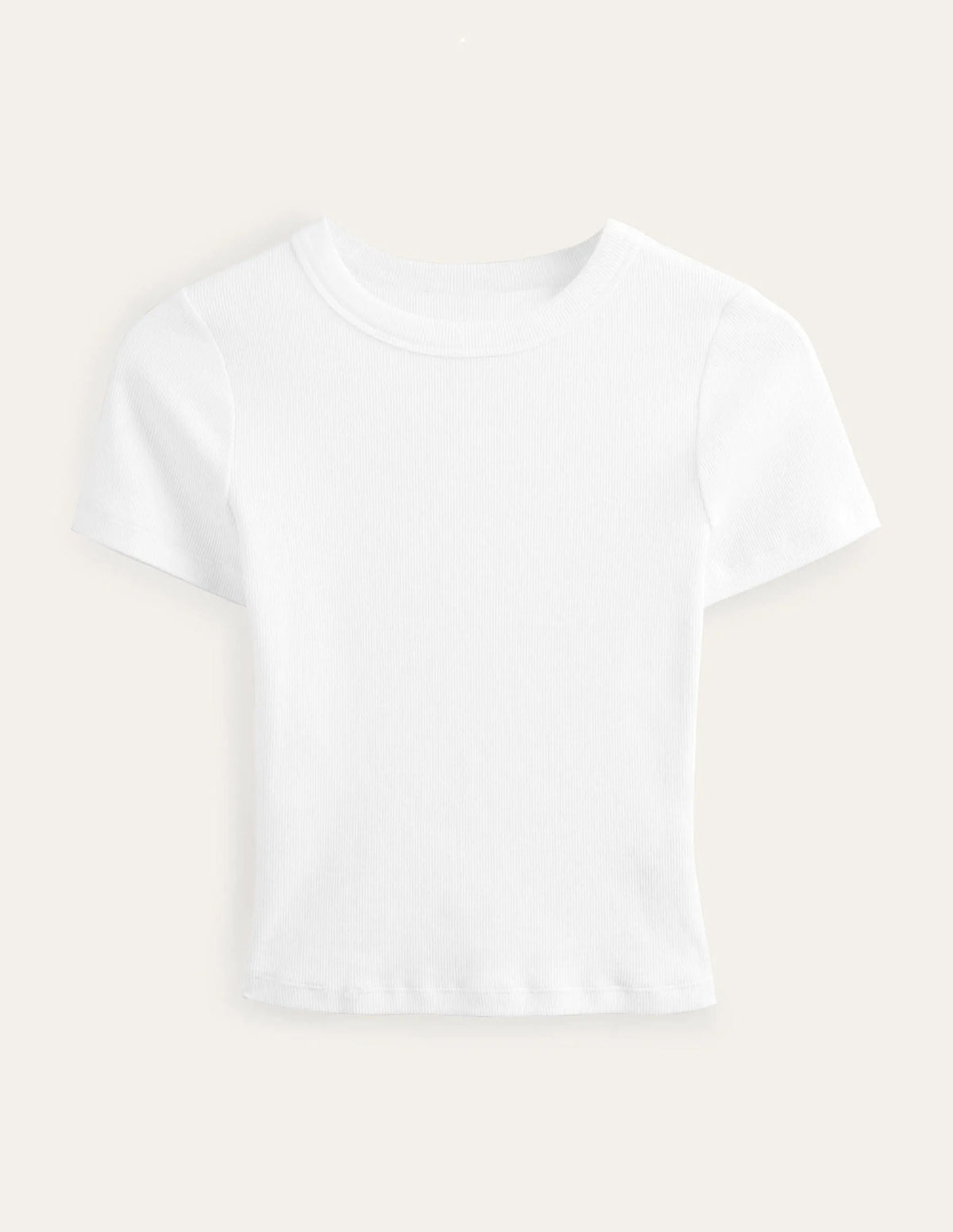 Cotton Ribbed T-Shirt-White