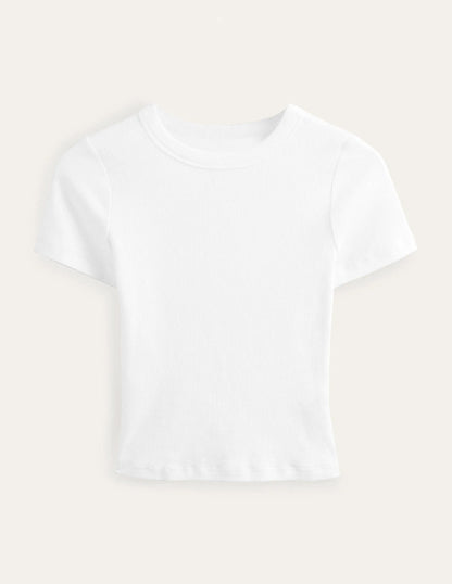 Cotton Ribbed T-Shirt-White