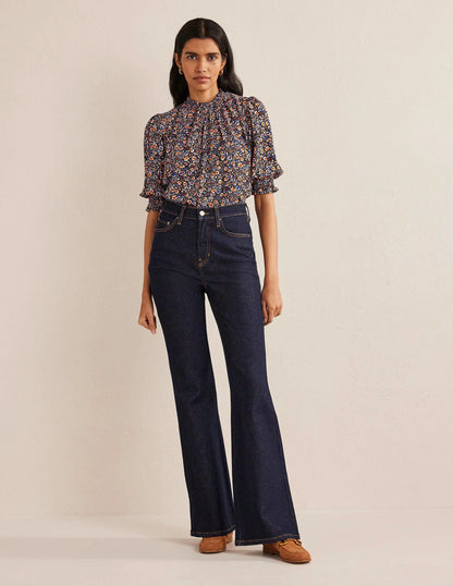 Smocked Detail Printed Top-Multi, Eden Bloom