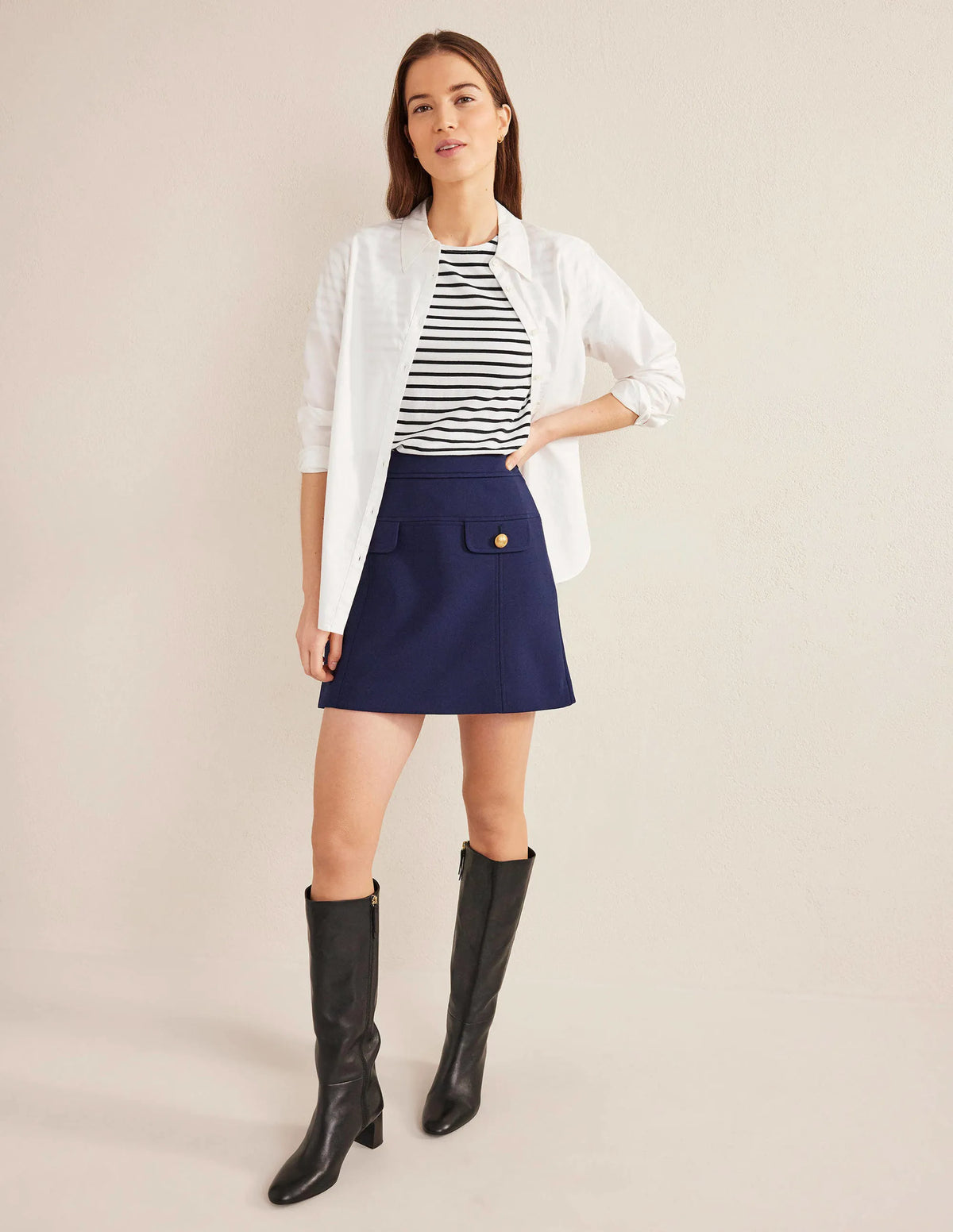 Bea Short Sleeve Breton-Ivory, Black