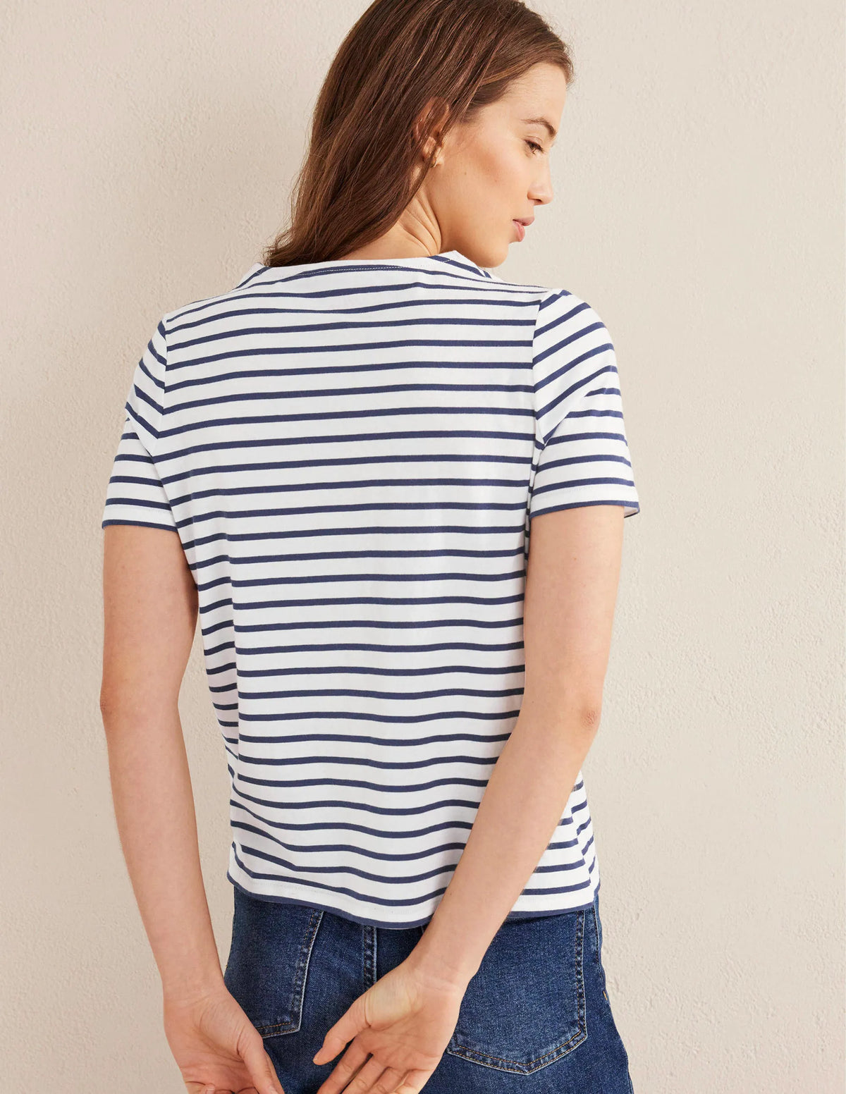 Bea Short Sleeve Breton-Ivory, Navy