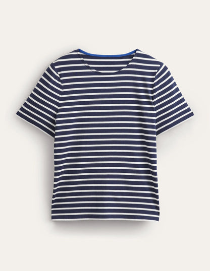 Bea Short Sleeve Breton-Navy, Ivory