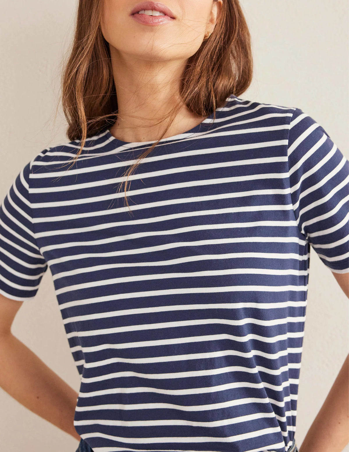 Bea Short Sleeve Breton-Navy, Ivory