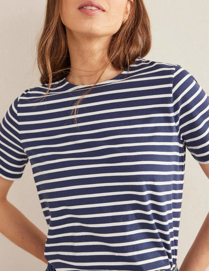 Bea Short Sleeve Breton-Navy, Ivory