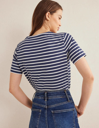 Bea Short Sleeve Breton-Navy, Ivory