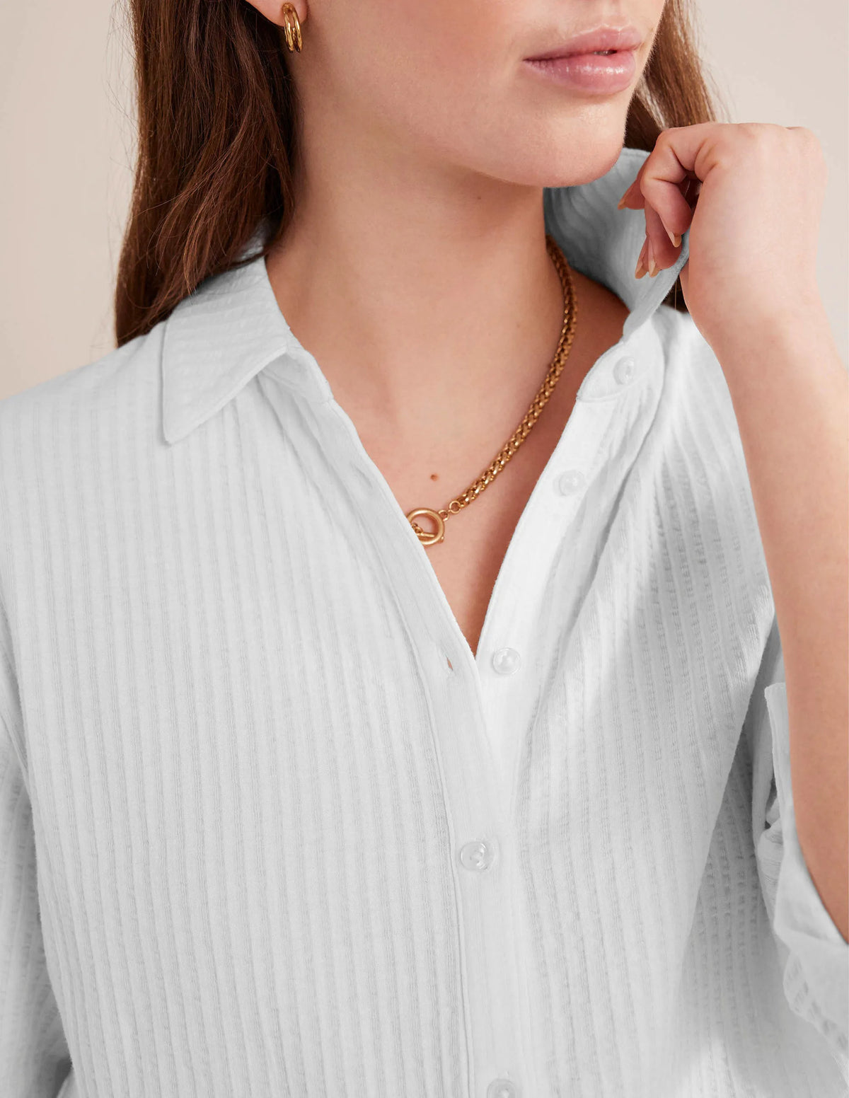 Textured Jersey Shirt-White