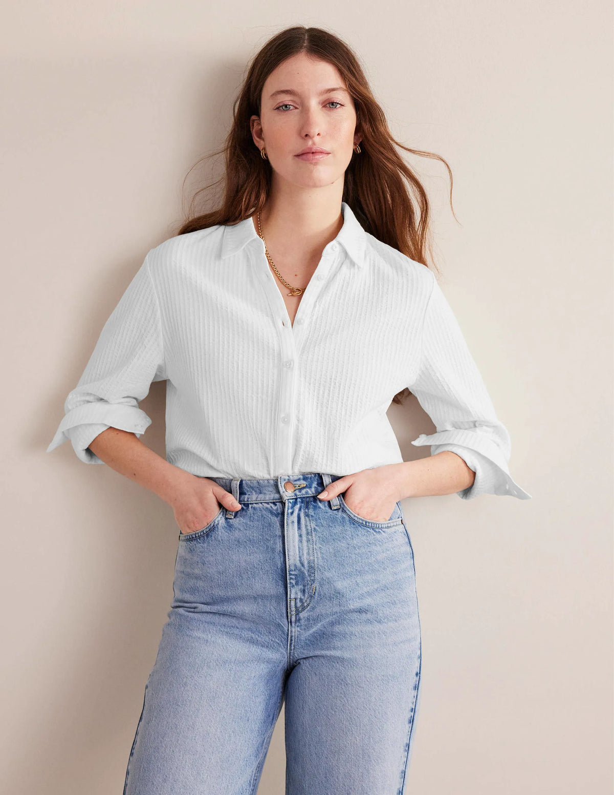 Textured Jersey Shirt-White