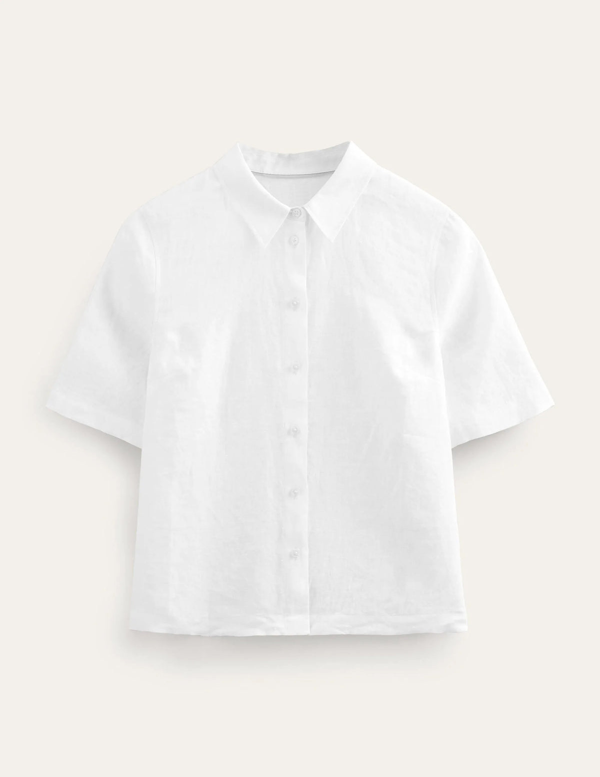 Short Sleeve Linen Shirt-White
