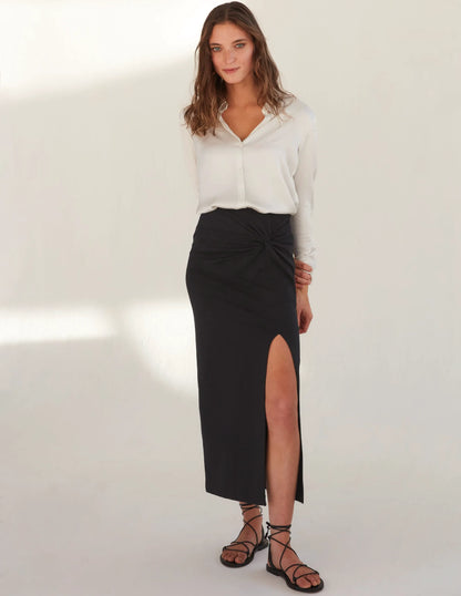 Relaxed Satin Shirt-Vaporous Grey