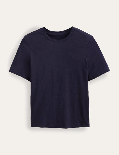 Cotton Crew Neck T-Shirt-Navy