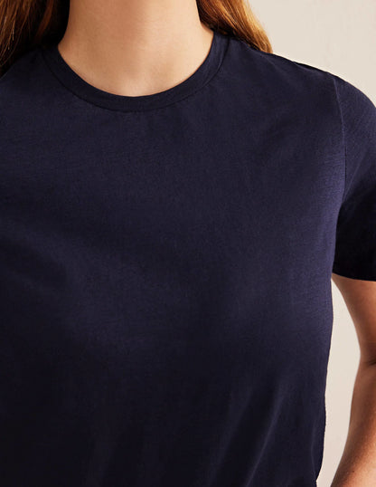 Cotton Crew Neck T-Shirt-Navy
