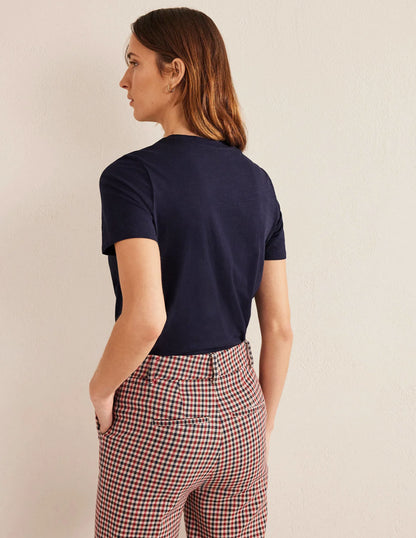 Cotton Crew Neck T-Shirt-Navy