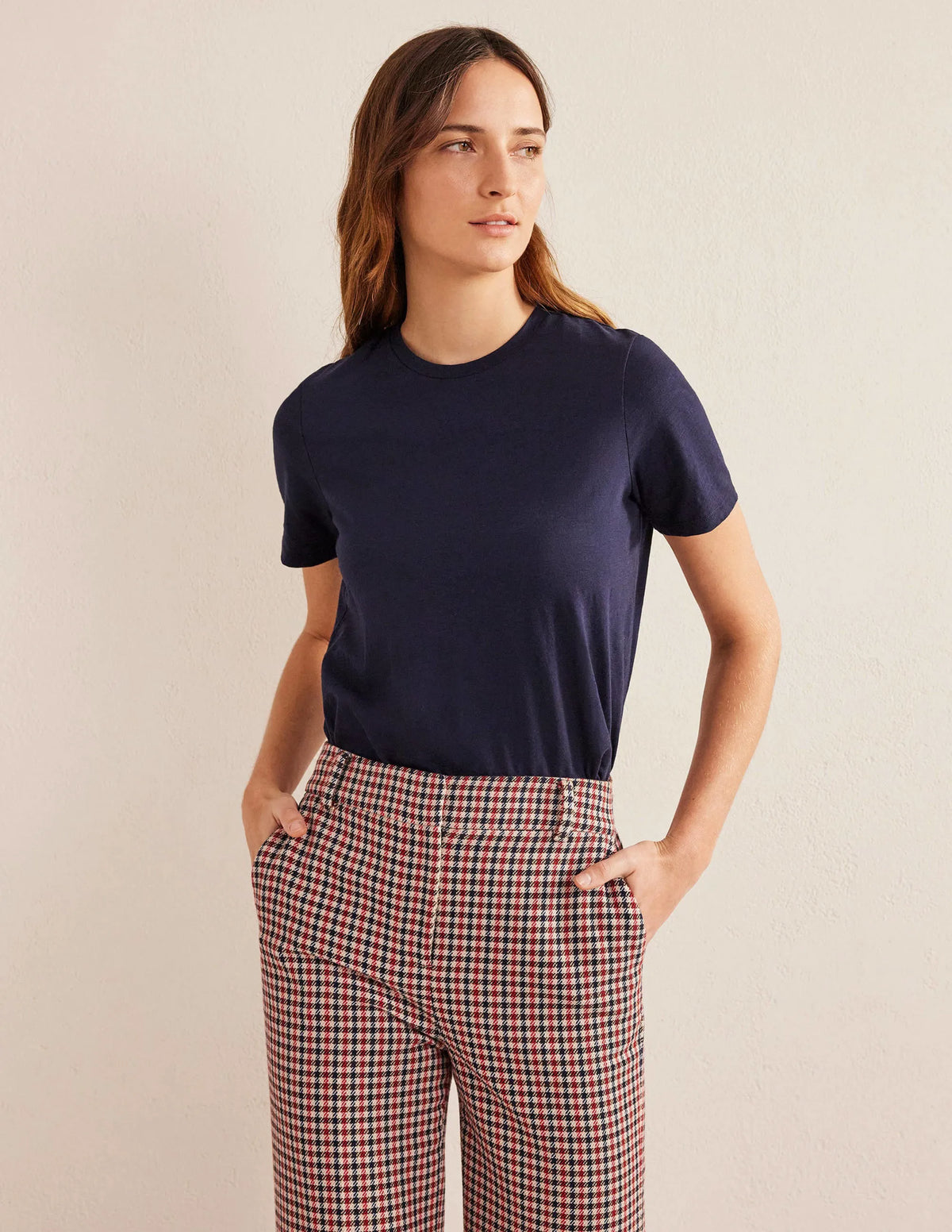 Cotton Crew Neck T-Shirt-Navy