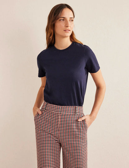 Cotton Crew Neck T-Shirt-Navy