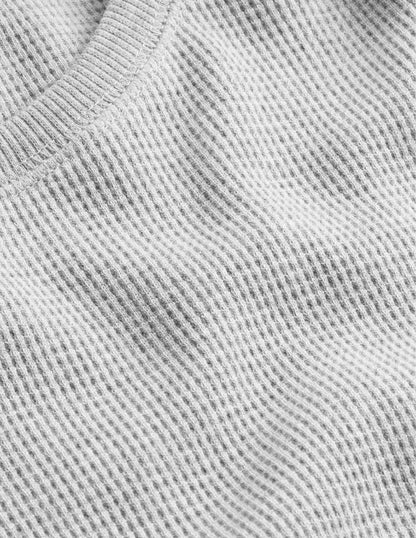 Textured Waffle Detail Top-Grey Marl