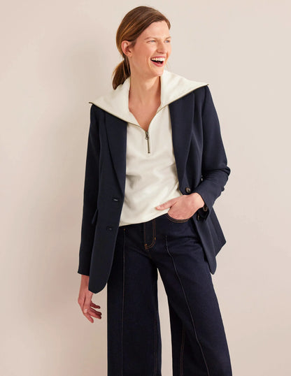 Funnel Neck Zip Sweatshirt-Ivory