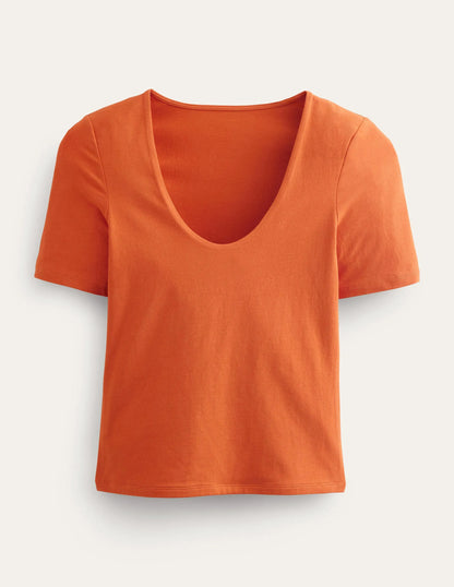 Double Layer Short Sleeve Top-Rust
