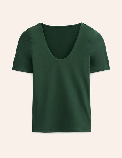 Double Layer Short Sleeve Top-Chatsworth Green