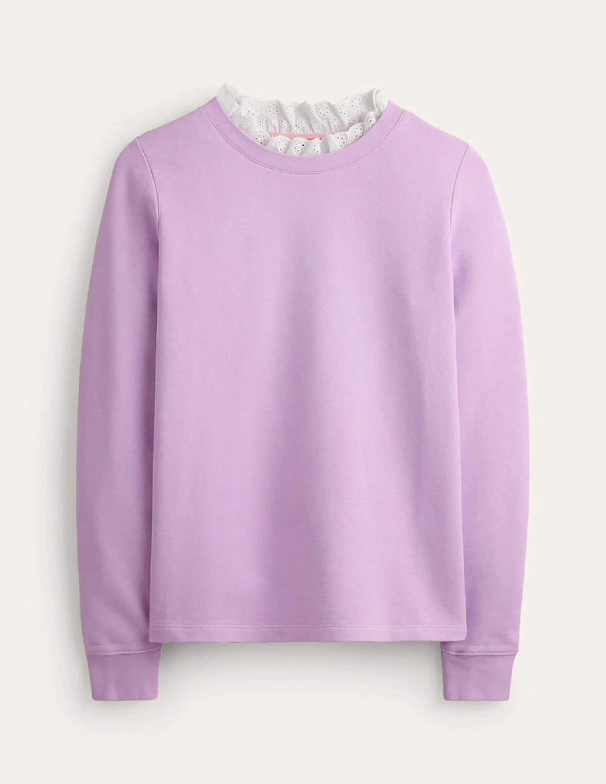 Broderie Trim Sweatshirt-Orchid Bloom