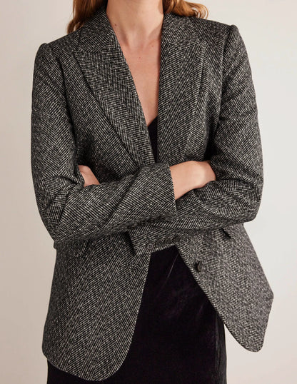 LONGLINE RELAXED BLAZER-Herringbone
