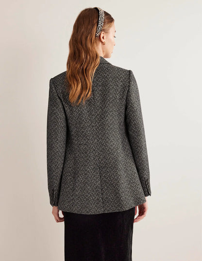LONGLINE RELAXED BLAZER-Herringbone