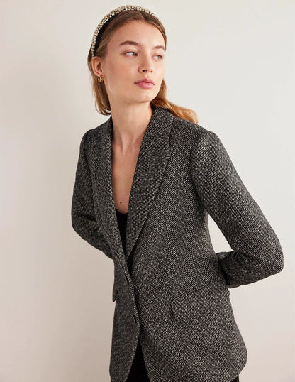 LONGLINE RELAXED BLAZER-Herringbone